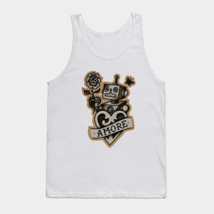 Vintage style tattoo design of retro robot. Tank Top